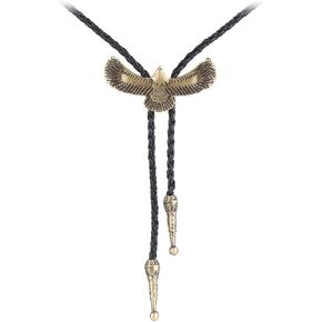 AZORA Western Bolo Tie Men Cowboy Crown Leather Necktie Leather Cord Agate Stone Goth Punk Retro Silver Bolo Necklace for Women