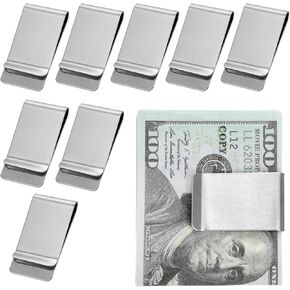 Bremorou 8 Pack Metal Money Clips Blanks Stainless Steel Money Clip Silver Slim Cash Clip For Men Minimalist Front Pocket Wallet Holder Pocket Cash Wallet For Cash And Credit