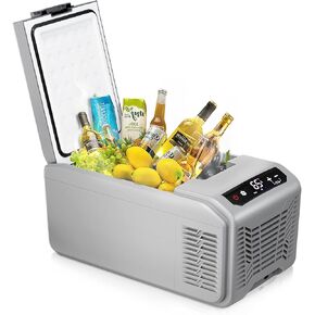 12 Volt Electric Cooler, 15.79QT(15L) Car Fridge, Portable Refrigerator with Intelligent Control Panel, 12V Cooler -4℉~68℉, Portable Freezer AC/DC for Camping, Travel, Truck