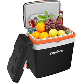 Enventor Electric Pooler و Wrapher With Drawbar and Wheels ، 33 L Lotable Ecmoelectric Pridge و Car Bircle Cooler AC 120V DC 12V for Camping و Travel و Bisnics و Truck و Car