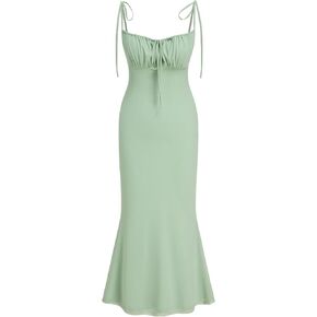 CIDER Women's Summer Floral Maxi Dress Spaghetti Strap Sleeveless Bodycon Ruched Mesh Dresses 2025 Trendy in Saudi Arabia