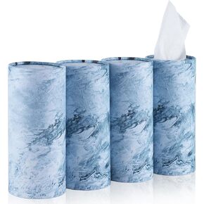 SINGARO Car Tissue Holder, 4 Pack Car Cup Holder Facial Tissues with Travel Tissue Bag, Quick and Convenient Flower Combination Car Tissue Box(4 Canisters/200 Tissues) Black