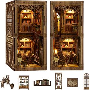 DIY Book Nook Kits 3D Wooden Puzzle Bookshelf Workshel Cornelflish Corner للبالغين المراهقين ، والهدايا للعائلة ، والأصدقاء (غرفة جمع الكتب القديمة)