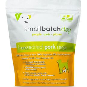 Smallbatch Pets نظام غذائي خام ممتاز مجفف بالتجميد للكلاب، وصفة لحم الخنزير، 14 أونصة، صنع في الولايات المتحدة الأمريكية، منتجات عضوية، لحم مرفوع بطريقة إنسانية، فطائر مرطّبة ومقدمة، بروتين مصدر واحد، صحي