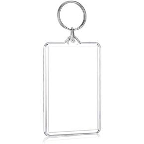Clear Acrylic Keychain Frame - Double-Sided Photo Insert Keyring, Picture Snap-In Holder, Perfect for 4.2x5.6cm Photos, Ideal DIY Gift for Keepsakes and Souvenirs