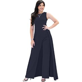 KOH KOH Sleeveless Flattering Dressy Long Pant Cape Classy Elegant Jumpsuit