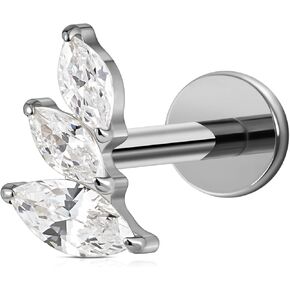 FINE4U ASTM F136 Titanium Flat back Stud for Conch Helix Flat Tragus 16G 6mm 8mm Left Ear/Right Ear