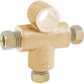 T-Shape 3 Way Brake Line Tee Union,Copper Brake Line Fittings with 3 Inverted Male Nuts for Connecting 3/16-Inch Pipe,Professional Brake Line Union Car Accessories