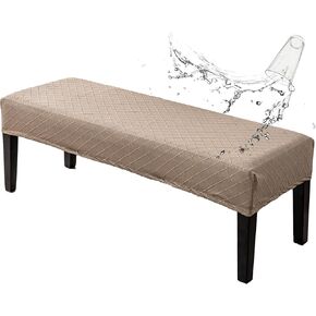 Genina Stretch Jacquard Dining Bench Cover - Anti-Dust Removable Bench Slipcover Washable Bench Seat Protector Cover for Living Room, Bedroom, Kitchen-Beige