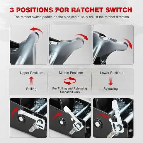 Nilight Boat Trailer Winch 3500 Lbs Hand Crank Winch Heavy Duty Boat Winches with 33Ft Strap Rope Hook Two Way Ratchet 4:1 8:1 Gear Portable Marine Manual Winch for Trailers Boat RV ATV Jet Ski Towing in Saudi Arabia