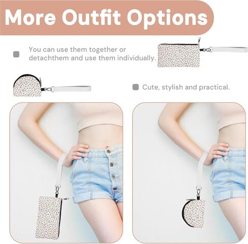 Mini zip حول محفظة معصم المفاتيح - سعة كبيرة مزدوجة حقيبة قابلة للفصل مع سلسلة مفاتيح ، يناسب الهاتف in Saudi Arabia