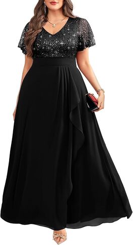 Pinup Fashion Women Plus Size Dressal Dresses - Sequin Devel Doors Guest Prom Prom Long Dress in Kuwait