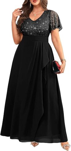 Pinup Fashion Women Plus Size Dressal Dresses - Sequin Devel Doors Guest Prom Prom Long Dress in Kuwait
