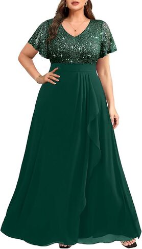 Pinup Fashion Women Plus Size Dressal Dresses - Sequin Devel Doors Guest Prom Prom Long Dress in Kuwait