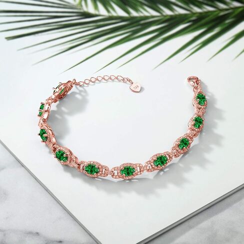 Gem Stone King 9.10 Ct Oval Pink Tourmaline 18K Rose Gold Plated Silver 7 Inch Bracelet For Women With 1 Inch Extender in Saudi Arabia
