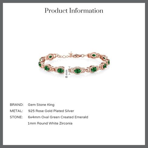 Gem Stone King 9.10 Ct Oval Pink Tourmaline 18K Rose Gold Plated Silver 7 Inch Bracelet For Women With 1 Inch Extender in Saudi Arabia