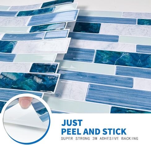 10-Sheet Peel and Stick Backsplash for Kitchen Bathroom, Ist Momoreo 12"x12" 3D Adhesive Wall Tile Sticker Stick on Backsplash, Ocean Green in Kuwait