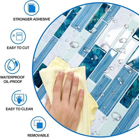 10-Sheet Peel and Stick Backsplash for Kitchen Bathroom, Ist Momoreo 12"x12" 3D Adhesive Wall Tile Sticker Stick on Backsplash, Ocean Green in Kuwait