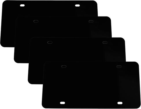 4PCS Black Blank Metal License Plate Blanks, 12"x6" Aluminum Alloy Automotive Plates, Automotive Sublimation License Plates for Custom Design Work DIY Projects in Kuwait
