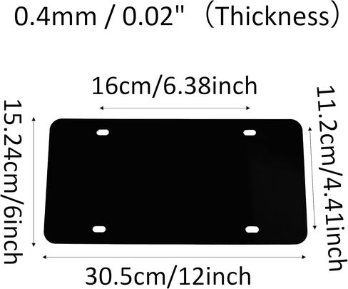 4PCS Black Blank Metal License Plate Blanks, 12"x6" Aluminum Alloy Automotive Plates, Automotive Sublimation License Plates for Custom Design Work DIY Projects in Kuwait