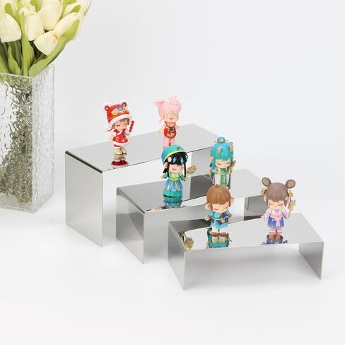 3 قطع من حامل عرض العطور، حامل ذهبي من الفولاذ المقاوم للصدأ، حامل معدني لعرض المجوهرات ورف الحلويات لمتجر البيع بالتجزئة، عرض مستحضرات التجميل على سطح الطاولة، عرض 3.9 بوصة in Kuwait