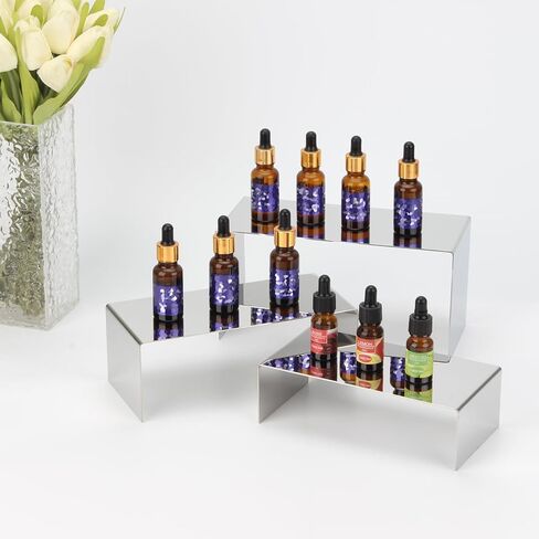 3 قطع من حامل عرض العطور، حامل ذهبي من الفولاذ المقاوم للصدأ، حامل معدني لعرض المجوهرات ورف الحلويات لمتجر البيع بالتجزئة، عرض مستحضرات التجميل على سطح الطاولة، عرض 3.9 بوصة in Kuwait