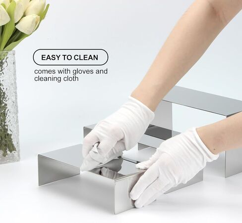 3 قطع من حامل عرض العطور، حامل ذهبي من الفولاذ المقاوم للصدأ، حامل معدني لعرض المجوهرات ورف الحلويات لمتجر البيع بالتجزئة، عرض مستحضرات التجميل على سطح الطاولة، عرض 3.9 بوصة in Kuwait