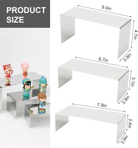 3 قطع من حامل عرض العطور، حامل ذهبي من الفولاذ المقاوم للصدأ، حامل معدني لعرض المجوهرات ورف الحلويات لمتجر البيع بالتجزئة، عرض مستحضرات التجميل على سطح الطاولة، عرض 3.9 بوصة in Kuwait