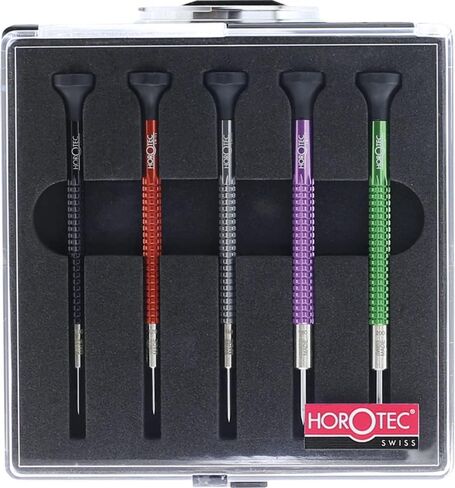 Horotec MSA01.020 (01.020-E) Set of Precision Watchmakers Screwdrivers in Aluminium and Stainless Steel Bits - Swiss Made, Red in Saudi Arabia