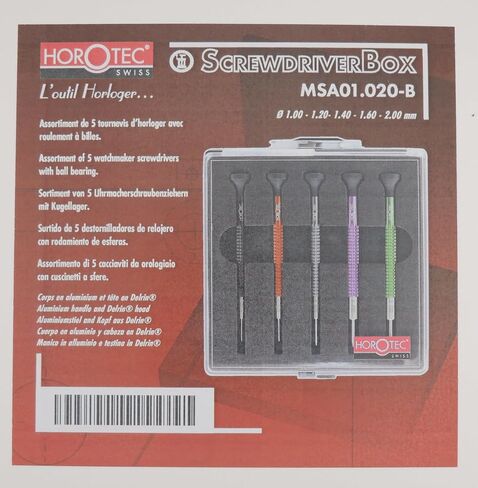 Horotec MSA01.020 (01.020-E) Set of Precision Watchmakers Screwdrivers in Aluminium and Stainless Steel Bits - Swiss Made, Red in Saudi Arabia