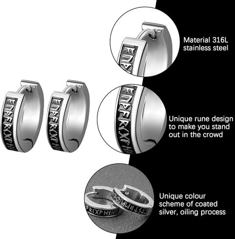 Earrings for Men Stainless Steel Small Hoop Earrings Lightweight Hypoallergenic Earrings Set for Men 2/3/8 Pairs in Saudi Arabia