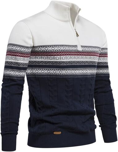 خريف وشتاء سترة رجال ذوي الياقات البيضاء ، نصف سحاب متبكى Quarter Zip Pullover الرجال in Kuwait