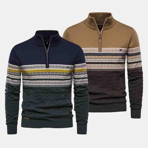 خريف وشتاء سترة رجال ذوي الياقات البيضاء ، نصف سحاب متبكى Quarter Zip Pullover الرجال in Kuwait