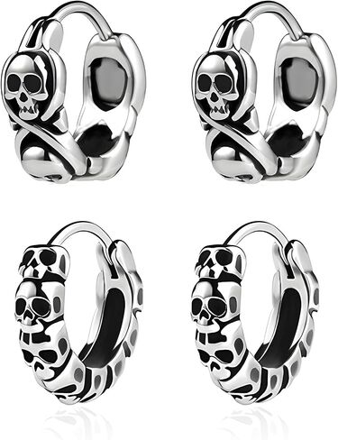 Earrings for Men Stainless Steel Small Hoop Earrings Lightweight Hypoallergenic Earrings Set for Men 2/3/8 Pairs in Saudi Arabia