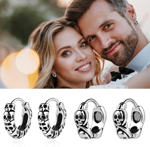 Earrings for Men Stainless Steel Small Hoop Earrings Lightweight Hypoallergenic Earrings Set for Men 2/3/8 Pairs in Saudi Arabia