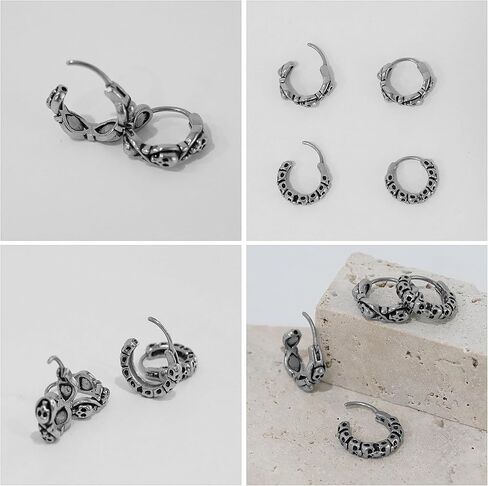 Earrings for Men Stainless Steel Small Hoop Earrings Lightweight Hypoallergenic Earrings Set for Men 2/3/8 Pairs in Saudi Arabia