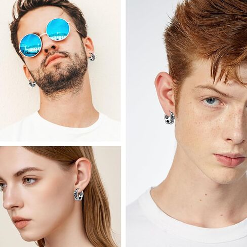 Earrings for Men Stainless Steel Small Hoop Earrings Lightweight Hypoallergenic Earrings Set for Men 2/3/8 Pairs in Saudi Arabia