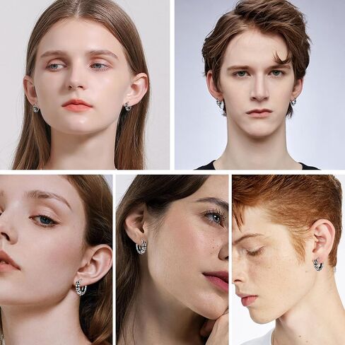 Earrings for Men Stainless Steel Small Hoop Earrings Lightweight Hypoallergenic Earrings Set for Men 2/3/8 Pairs in Saudi Arabia