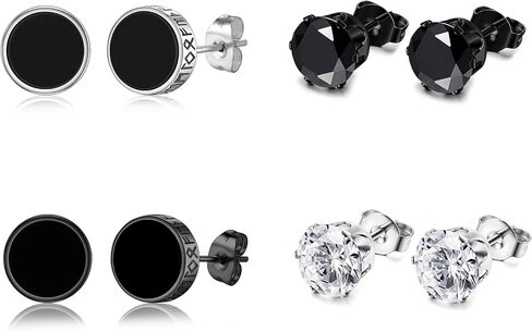 Earrings for Men Stainless Steel Small Hoop Earrings Lightweight Hypoallergenic Earrings Set for Men 2/3/8 Pairs in Saudi Arabia