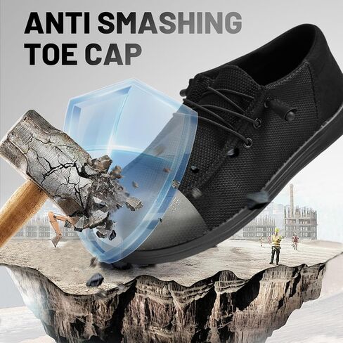 Steel Toe Shoes for Men Lightweight Loafers Slip On Safety Work Shoes Composite Toe Comfortable Non Slip Tennis Dress Sneakers in Saudi Arabia