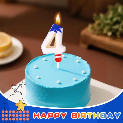 Cartoon Dark Blue Birthday Candle, Number Candles for Cake Topper, Birthday Decoration, Cartoon Party Supplies (Dark Blue, Number 5) in Kuwait