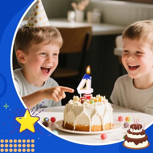 Cartoon Dark Blue Birthday Candle, Number Candles for Cake Topper, Birthday Decoration, Cartoon Party Supplies (Dark Blue, Number 5) in Kuwait