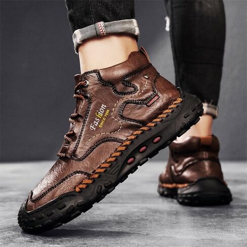 LZDZN Mens Boots Chelsea Shoes High Top Sneakers for Men Shoe Men's Black Brown Yellow Size Casual Man Fashion Sneaker in Saudi Arabia