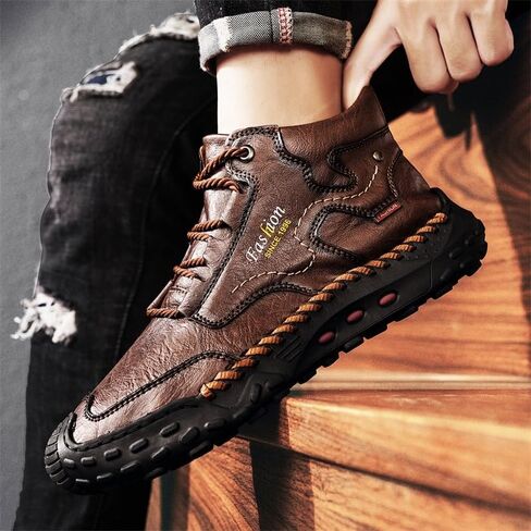 LZDZN Mens Boots Chelsea Shoes High Top Sneakers for Men Shoe Men's Black Brown Yellow Size Casual Man Fashion Sneaker in Saudi Arabia