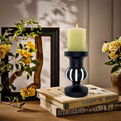 Large Candle Holders for Pillar Candles -pillar candle holder- wood candle holders,rustic candle stand - 3 Piece Set farmhouse candle holders. in Saudi Arabia
