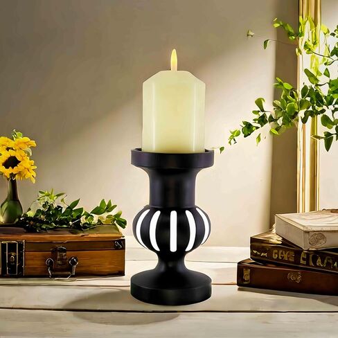 Large Candle Holders for Pillar Candles -pillar candle holder- wood candle holders,rustic candle stand - 3 Piece Set farmhouse candle holders. in Saudi Arabia