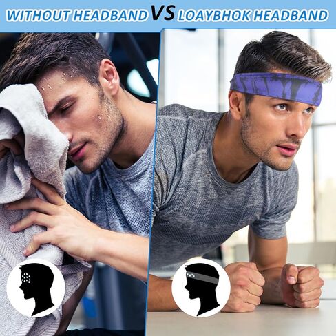 24 Pcs Sports Headbands for Men Workout Sweatbands for Women Stretchy Non Slip Hairband Moisture Wicking Running Headband for Running Hiking Cycling Yoga Exercise in Saudi Arabia