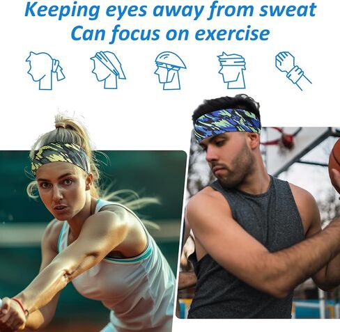 24 Pcs Sports Headbands for Men Workout Sweatbands for Women Stretchy Non Slip Hairband Moisture Wicking Running Headband for Running Hiking Cycling Yoga Exercise in Saudi Arabia