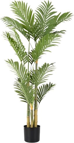 Artificial Palm Tree 4 Feet Artificial Palm Plant with Real Bark Design Faux Palm Tree for Indoor Outdoor Modern Decoration Plants in Pot for Home Office in Saudi Arabia