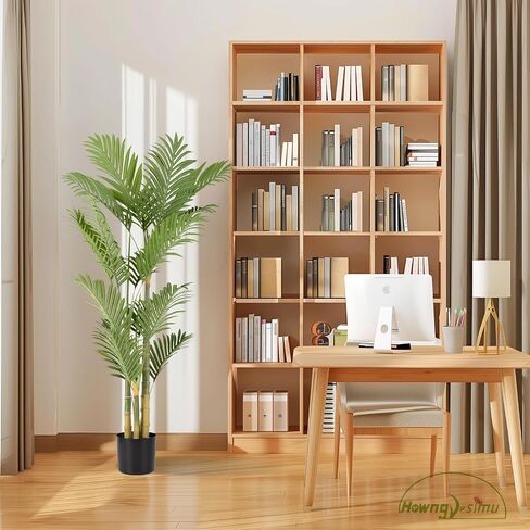 Artificial Palm Tree 4 Feet Artificial Palm Plant with Real Bark Design Faux Palm Tree for Indoor Outdoor Modern Decoration Plants in Pot for Home Office in Saudi Arabia